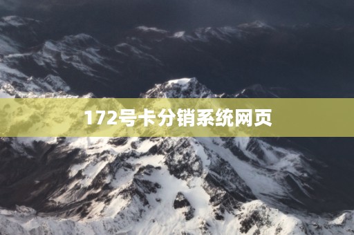 172号卡分销系统网页 172号卡分销系统网页